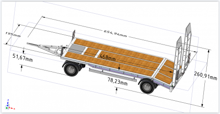 FM 2-Achs-Tiefladeanhänger mit flachem Plateau 1:14